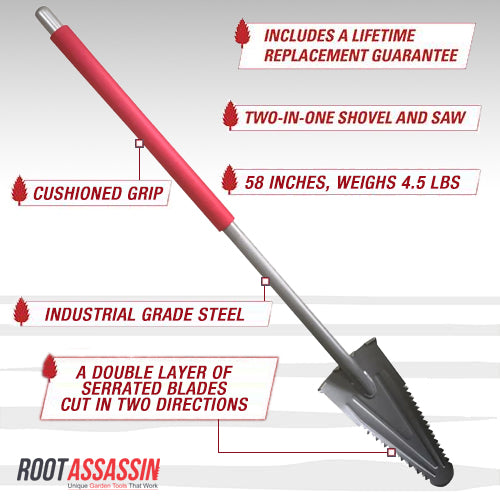 Root Assassin Straight Shovel 58" - Shovel & Saw